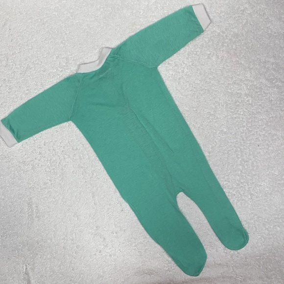 Vintage triplets green unisex snap polyester sleeper pajama size large - Picture 4 of 5